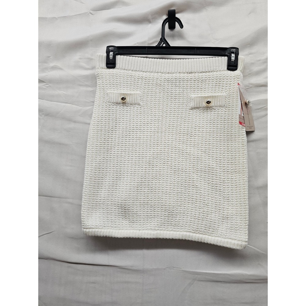 French Connection Womens Knit Mini Skirt Cream Polyester Casual Size XS